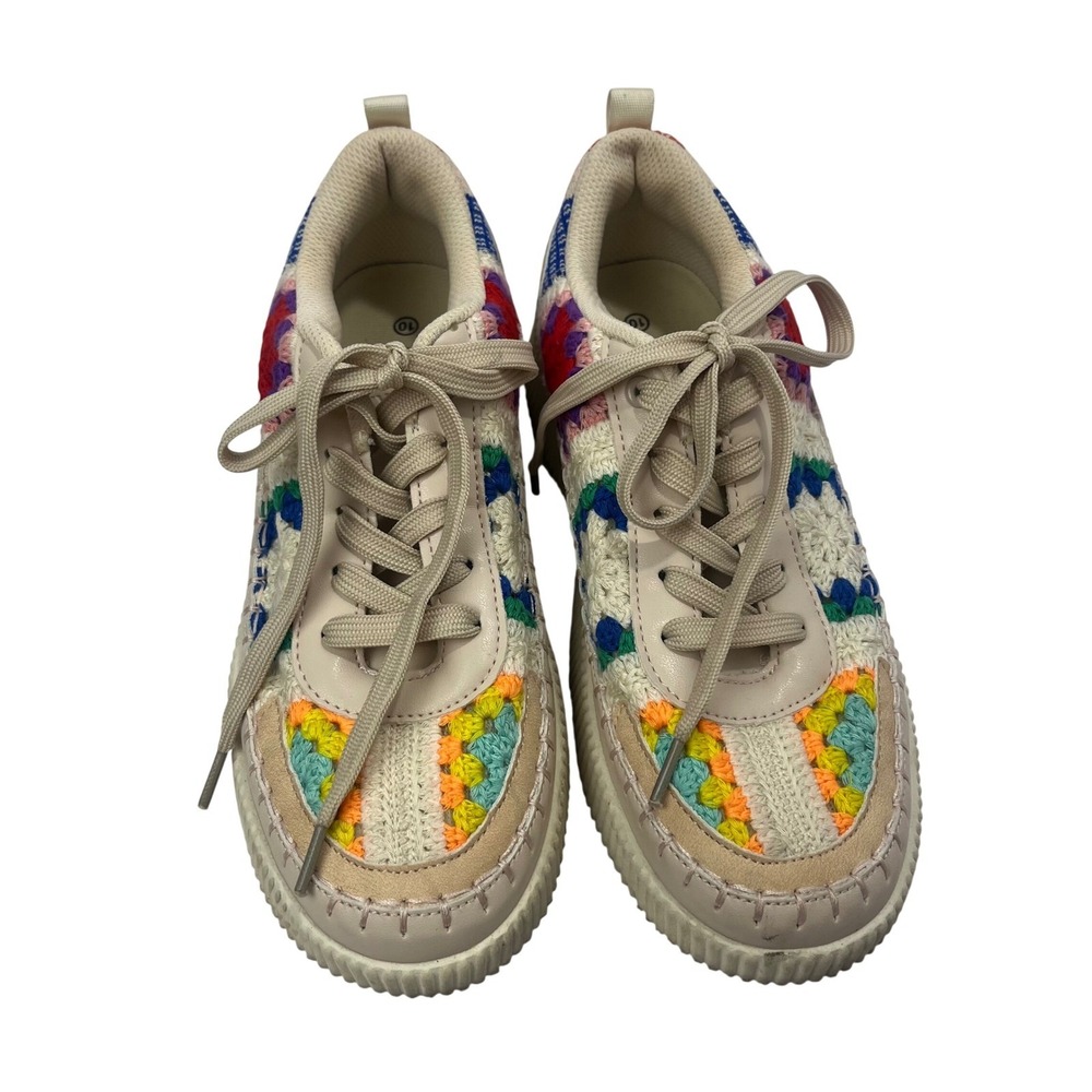Lucky Step Air Cooled Crochet Granny Square Platform Sneakers Tennis Shoes 10 - Picture 2 of 8